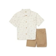 easy-peasy Toddler Boys Print Camp Shirt and Shorts Outfit Set, 2-Piece, Sizes 12M-5T